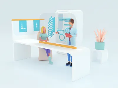 Healthcare series: Radiographer 3D v2 3d care clean clinic diagnostic doctor health healthcare hospital medical care medical exam render white x ray