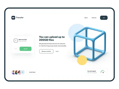 Wetransfer UI Concept animation design landing minimal motion onepage transition ui upload ux web