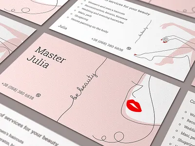 Businesscard for beauty master beauty salon branding business card design card design design illustration illustrator lips logo nails service typography visit card visiting card design woman