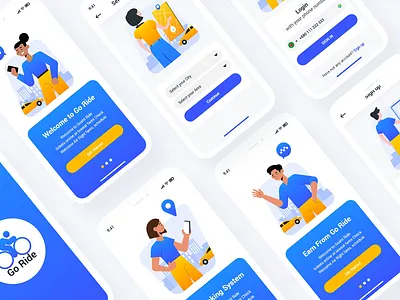 GoRide Driver Mobile App UI Kits bike booking driver flat goride interface map tracking material rent bike rent car rideshare app ui taxi taxi ui uber ui ui kit