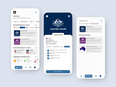Scholarship App - FindScholarship education education app mobile mobile app mobile app design mobile design mobile ui scholarship school app ui ui design uiux uiux design user inteface ux ux design