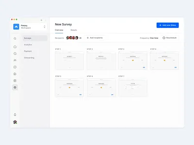 Survey Editing Flow Animation 🗒 🖋 animation app design cards clean ui desktop drag and drop fintory flow interface ui ux webapp