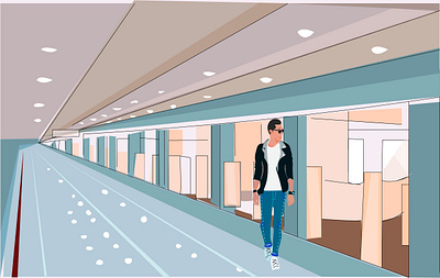 The boy at thr airport boy illustration illustrator vector