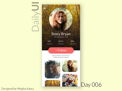 User Profile UI Design adobe adobe photoshop adobe xd adobexd app app design application daily 100 daily 100 challenge daily ui dailyui dailyui 006 design ui user experience user interface user profile