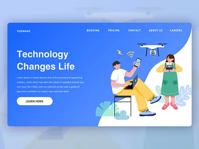UI Illustration Theme Design｜Technology design graphic illustration landing page technology ui web