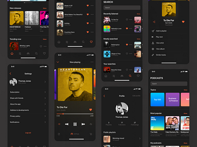 Music app app dark app dark mode dark theme dark ui design ios ios app ios design mobile app music music app music player ui