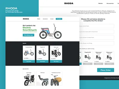 RHODA - Concept web design design electric bike smart bike srilanka ui ux web webdesign