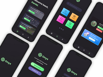 Onyx | Connect with the world everywhere app app design application application design application ui cellphone dark discord figma green internet minecraft mobile mobile app mobile design mobile ui ui ux