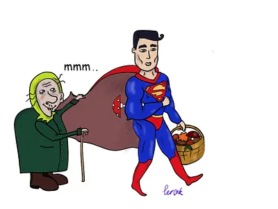 Sexy helper cartoon illustration colors comics design forest grandma granny graphic design helper hero humor illustration mushrooms old woman sexy sketch superman