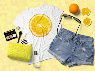 Polygonal orange T-shirt print design low poly lowpoly lowpolyart orange orange juice polygon polygonal t shirt t shirt design