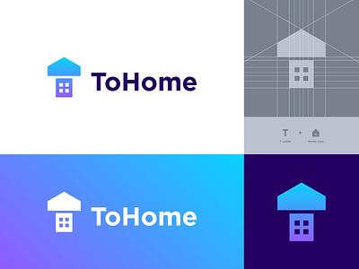 ToHome - Logo agency app application branding home house icon identity logo logo designer logodesign logotype mark negative space real estate t t home t house tohome visual identity