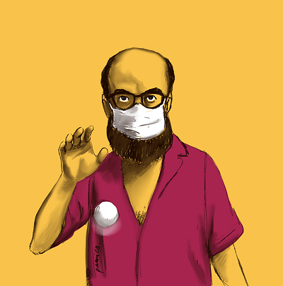 Ignatius with facemask. Sketch