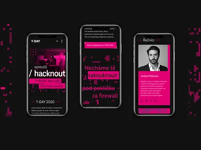 T-Day 2020 glitch hacker interactive design magenta product techno ui