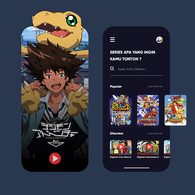 Watch Digimon Episodes Online bandai bandainamco childhood digimon game interface interface design interfacedesign mobile app mobile app design mobile design mobile ui stream streaming ui video video game videogame watch watching