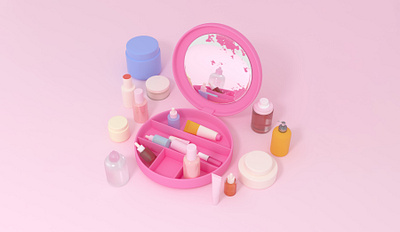 Imaginary Objects #1 3d 3d illustration 3d rendering c4d cinema 4d cosmetics illustration lotion makeup packaging pink products skincare storage