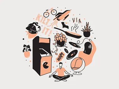 VIA Studio Shirt Design bat bike chair collage cooking deisgn dog graphic design illustration ms pacman pacman plants plants app record rocket shirt vector vector illustration vinyl yoga