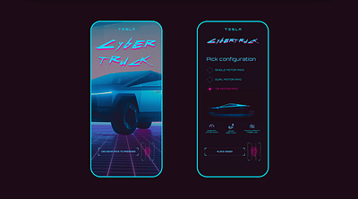 Tesla Cybertruck x Cyberpunk Landing Page Concept Mobile aesthetic android app design app design app designer app designers cyberpunk 2077 cybertruck dystopian futuristic hybrid app ios app responsive design tesla ui ui design uidesign uiux ux uxui