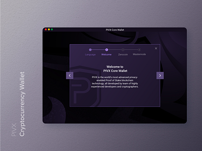 PIVX - Cryptocurrency Wallet crypto crypto wallet cryptocurrency darktheme design desktop app interface uiux walkthrough wallet