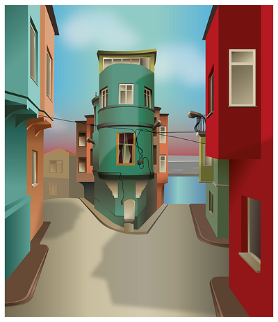 BALAT DISTRICT - ISTANBUL Vector Illustration balat design illustration istanbul old city tourism touristic turkey vector