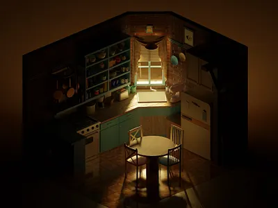 Monica's kitchen - Friends 3d blender blender3d friends isometric kitchen lowpoly render