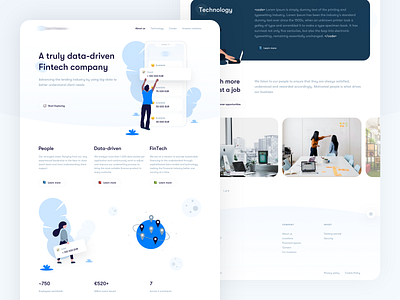 Fintech Company Landing Page company data driven design euro europe fintech investor landing page latvia loan money people relations riga service team technology ui ux web world