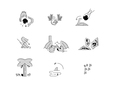 Prehistoric Visions asteroid dinosaur icons illustration illustrator island nature prehistoric tropical