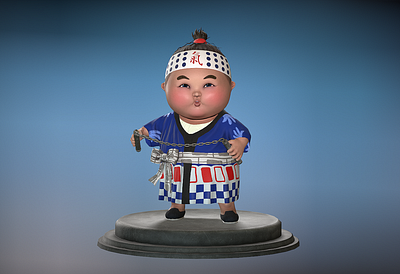 Stylized Japanese boy with manriki gusari chain 3d art 3dmodelling cgart character character design design digitalart render