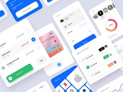 Finance micro UI kit — Part 1 animated design graphic interaction interface kit layout micro minimal motion ui ui kit ux web