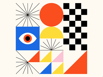 Shape Study 001 abstract abstraction blue edmonton eye eyeball eyes geometric geometry icon illustration minimal pink primary colors red shapes vector yellow