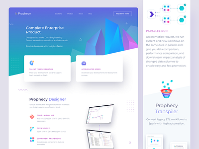 Prophecy Product Page ai apache big data bold cloud computing devops gradient infographics insights landing page platform saas spark ui uidesign ux uxdesign webdesign website workflow