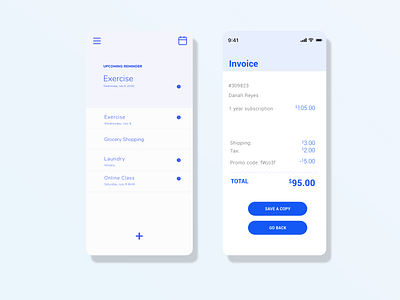 daily ui: To do list & Invoice adobe daily100challenge dailyui dailyuichallenge day 43 day 46 design invoice logo logo design todolist ui uidesign uiux uxdesign xd