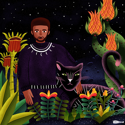 King T'challa blackpanther cartoon illustration childrens book drawing illustration naive wakanda whimsical