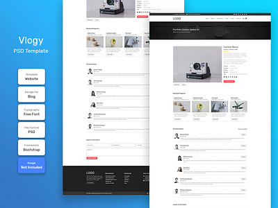 Vlogy Blog Detail Page PSD Web Template banner business company corporate cover creative design email home promotion template web