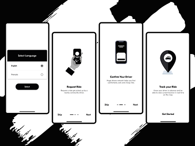 Language & On-Boarding Screens of Taxi Booking App For Customer cab booking app taxi booking app taxiapp uiuxdesign