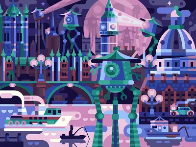 War of the Worlds aliens book coloring book coloring page flat design game design gaming gerbert wells illustration london puzzles scene sci fi science fiction space invaders