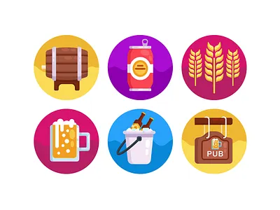 Beer Icons barrel barrels beer beer art beer bottle beer branding beer can beer label coloured icons flat icons icon icons icons pack vector vectors