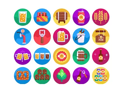 Beer Icons beer beer art beer branding beer can beer label coloured icons flat icons icon icons icons pack vector