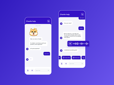 Charlie bot app chat chatbot design message minimal ui ux