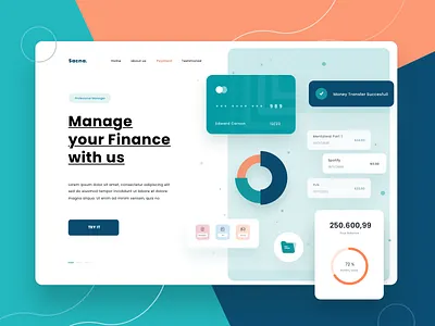 Landing Page Exploration app chart color creditcard dashboard finance header landing page payment ui ux visual wallet website