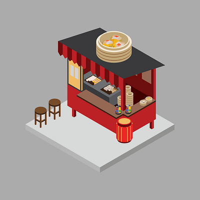 Dim Sum Cart adobe illustrator design flat illustration illustrator isometric isometric art vector