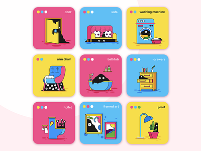 HIDDEN FRIENDS. Part 1. card creature flat graphic design home illustration kit