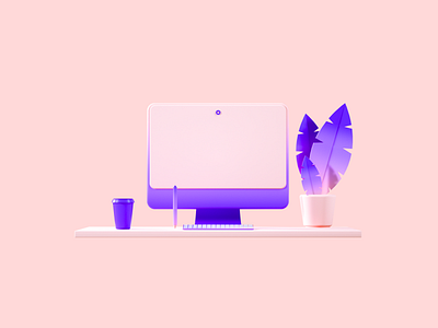 Flux Academy: Desk 3d branding c4d clean crislabno design desk illustration render ui ux