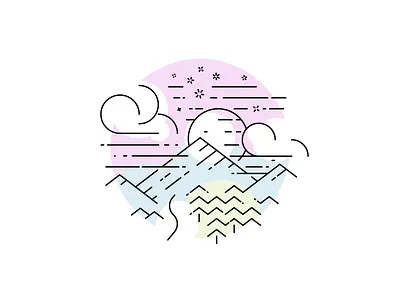 Landscape Exploration illustration illustrator landscape lineart lines mountains moutain patch