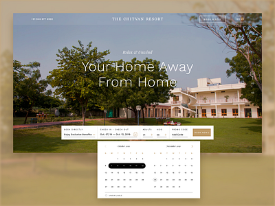 Chitvan Resort- A Family Resort/Hotel Website adobexd booking design homepage hotel interface luxury minimal reservation ui ui design userinterface ux webdesign