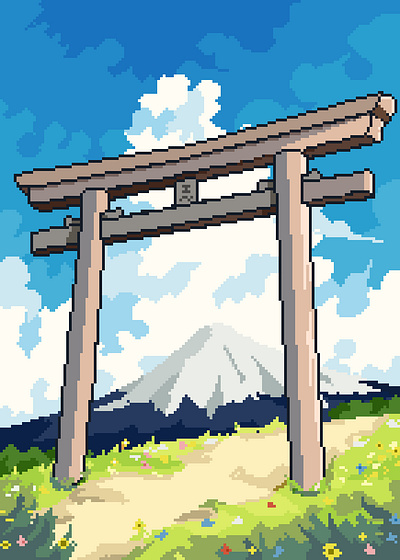 All About Torii Gate In Pixel Art design digital illustration illustrations pixel pixel art torii gate vector vector illustration