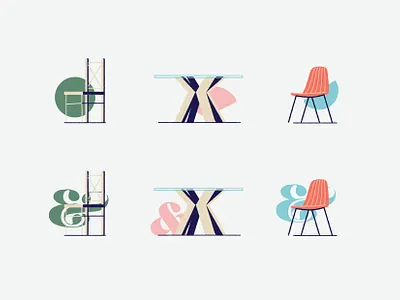 Furniture branding illustrations branding chair decor furniture graphic illustration interior table vector