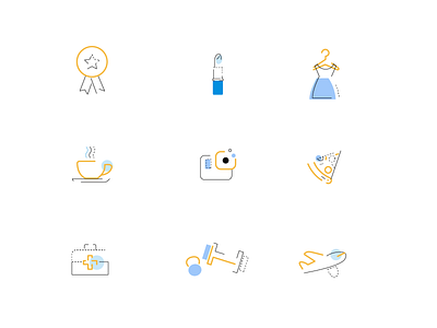 Lifestyle Icons Design coffee cute design fashion flat design food health icons illustration inspiration lifestyle minimal photography pizza travel vector