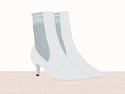 Silver Fendi Sock Boots editorial illustration fashion fashion illustration illustration illustration art illustrator procreate
