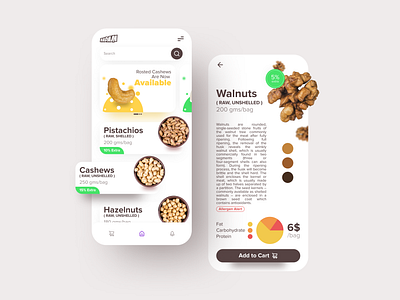 Nut Shop App UI app clean daily dailyui ios minimal ui uidesign uidesigner uiux uiuxdesign