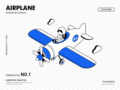 Airplane airplane fly girl isometric stroke